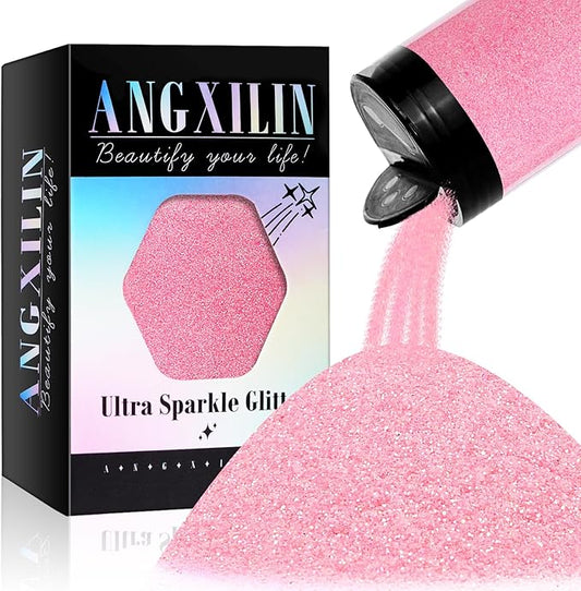 High Capacity 260g Iridescent Fine Glitter,Shaker Bottle Fine Glitter for Epoxy Resin DIY Craft,Rainbow Fine Glitter for Nail Art Face Body Glitter Tumbler Making (IRI lt Pink)