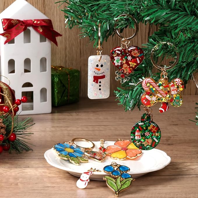 LET'S RESIN All-Inclusive Keychain Making Kit, 12-Color UV Resin - Image 4