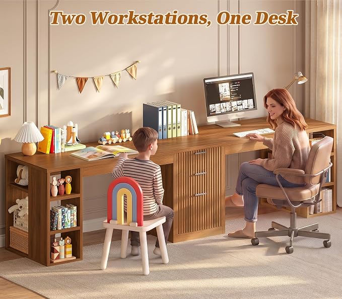 SEDETA Fluted 96.5" Computer Desk - Image 3