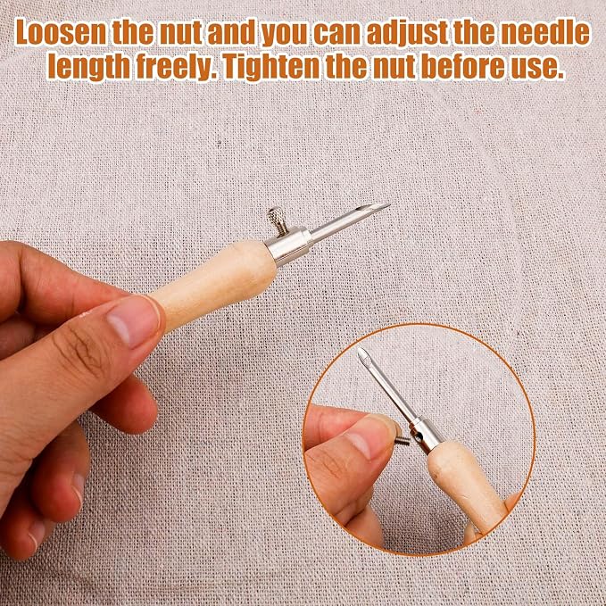 5pcs Punch Needle Kit, Punch Needle Tool Includes 2/3/4mm Metal Punch Needle - Image 3
