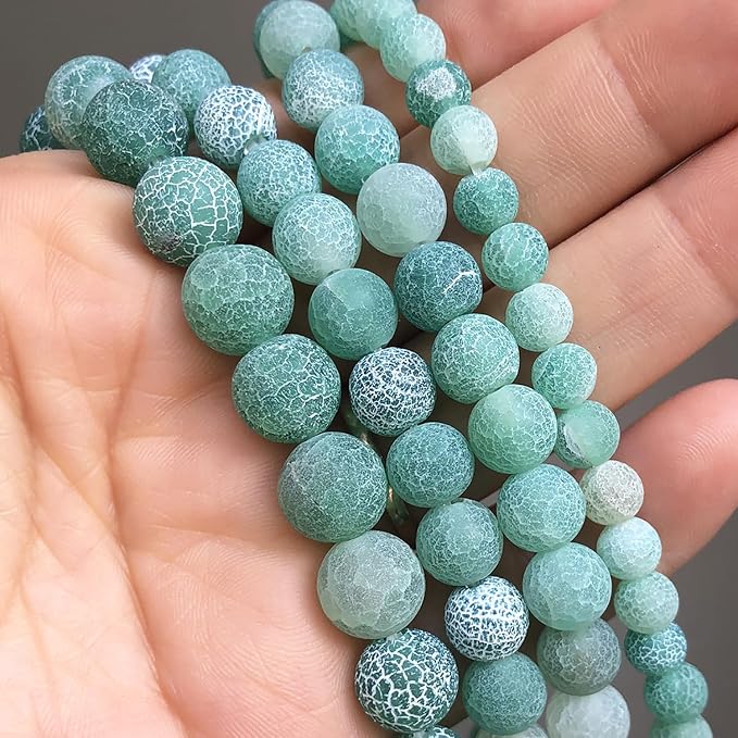 10mm Matte Green Weathered Agate Bead, 15-Inch Matte Round Loose Stone Beads - Image 6