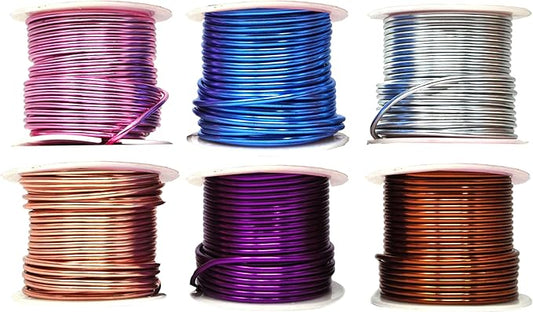 Mandala Crafts 14 Gauge Anodized Aluminum Craft Wire for Jewelry Making – 330 FT Colored Flexible Silver Copper Purple Pink Brown Ice Blue Wire - Bendable for Bonsai Armature Crafting Sculpting