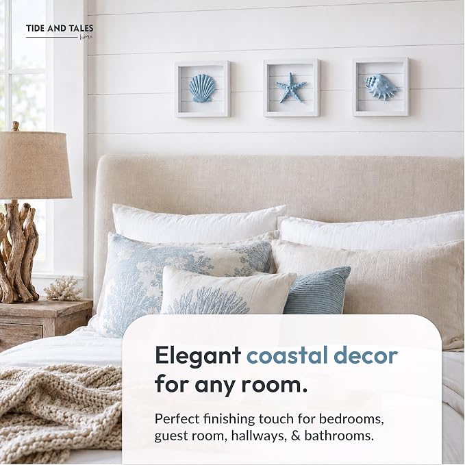 TideAndTales Blue Seashells and Starfish Coastal 3D Wall Art, Beach Wall Decor - Image 8