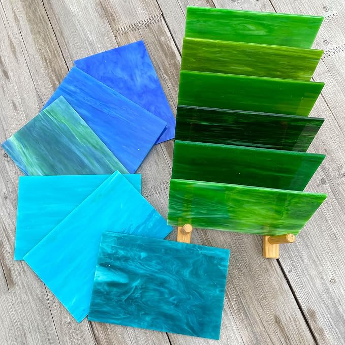 LITMIND 24 Sheets Blue & Green Stained Glass Variety Pack – 4 x 6 Inch Art - Image 4