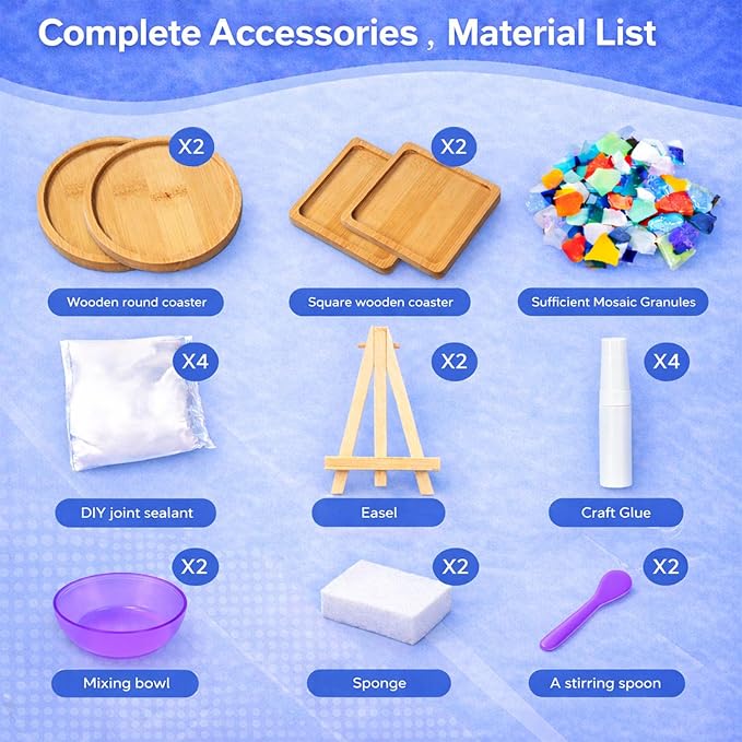 GHAHILI 4 Sets DIY Mosaic Kits for Adults Glass Mosaic Tiles for Crafts - Image 4