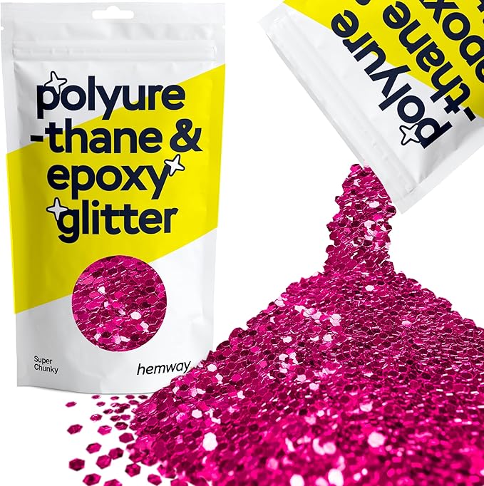 Hemway Glitter for Resin 100g Dark Rose Pink Metallic Crystals for Epoxy Craft Super Chunky Flakes Tumblers Wax Melt