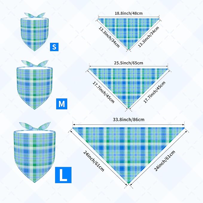 30 Pcs Plaid Dog Bandanas for Small Dogs Stitch Dog Bandana Bulk Reversible - Image 2