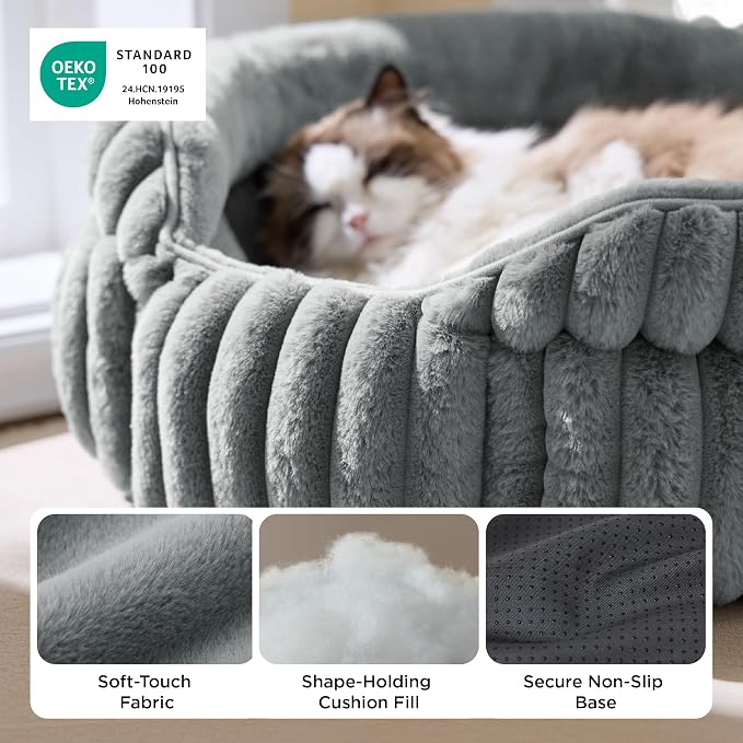 Bedsure ComfyFleece™ Small Cat Bed, Washable Round Cute Pet Beds - Image 3