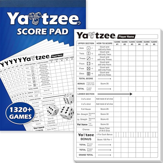 Gethelud 110 Sheets Score Pad for Yahtzee, 220 Tear-Off Pages Score Pad Large Print Score Keeper, Compatible for Yahtzee and Yardzee (6” x 9”)