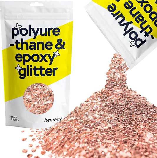 Hemway Glitter for Resin 100g Rose Gold Metallic Crystals for Epoxy Craft Super Chunky Flakes Tumblers Wax Melt
