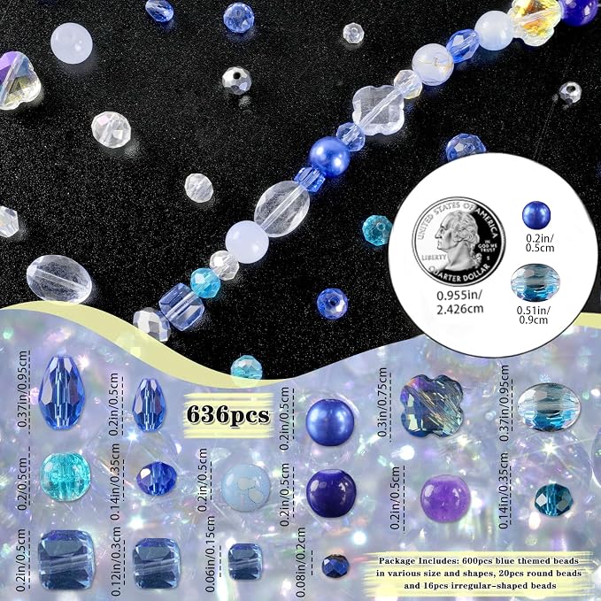 636pcs Glass Beads for Jewelry Making - Image 2
