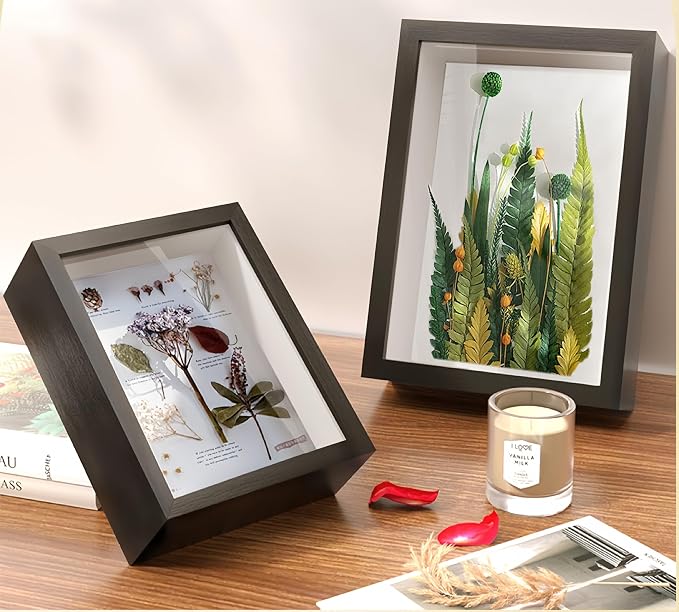 HD Glass Wooden Black Hollow Photo Frame, 4x6 Shadow Box Frame, Seashell - Image 3