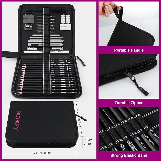 HIFORNY 42 PCS Drawing Set, Sketching Kit - Image 3