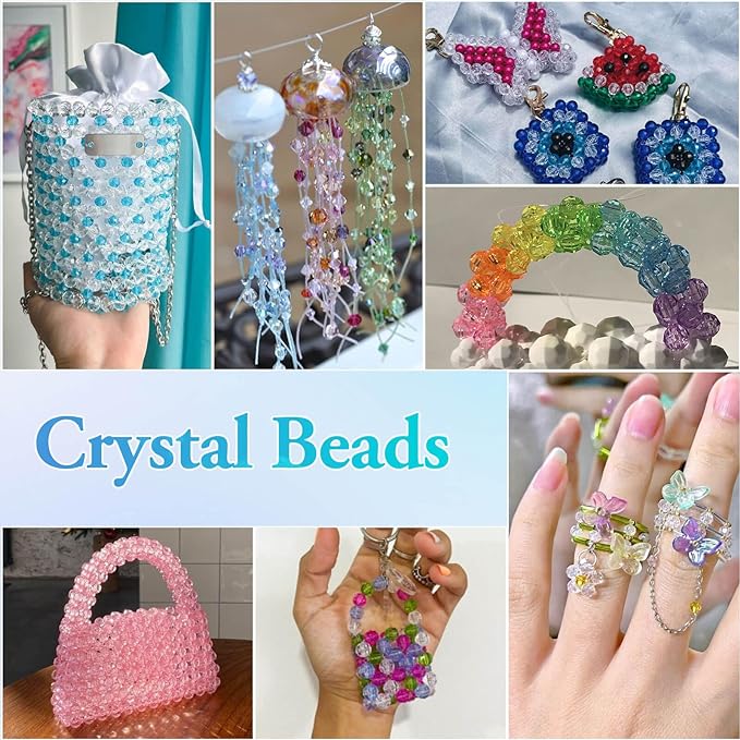 PAXCOO 1820Pcs Crystal Acrylic Beads Faceted Bicone Gem Beads - Image 6