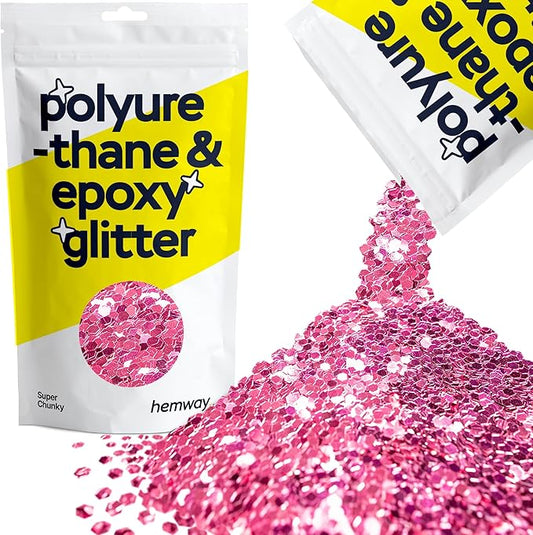 Hemway Glitter for Resin 100g Rose Pink Metallic Crystals for Epoxy Craft Super Chunky Flakes Tumblers Wax Melt