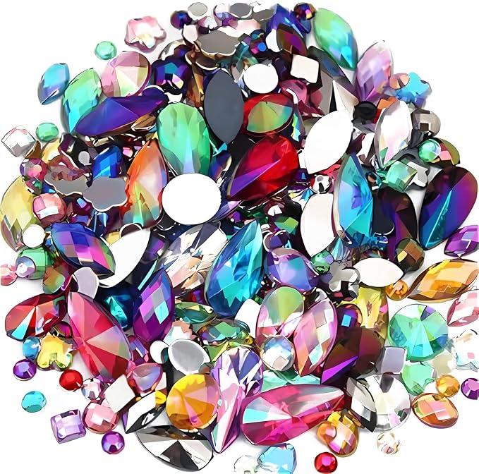Mixed 1400pcs AB Colour Gems Jewels Flatback Rhinestones, Face Art Gem Jewel by Unknown