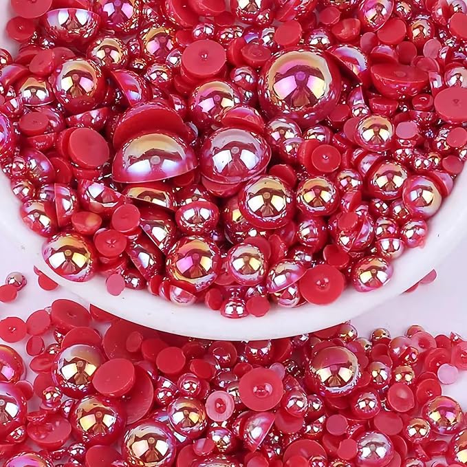 2000PCS AB Color Imitation Half Round Pearls Bead Loose Beads Gems, Mixed Sizes by UYTRDVG