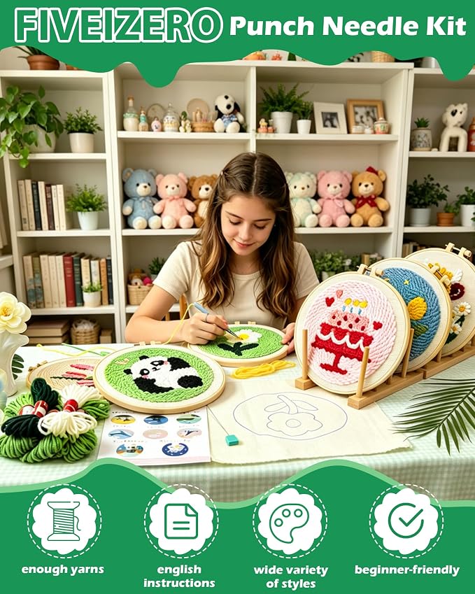FIVEIZERO Punch Needle Kit for Beginners, Birthday Cake Punch Embroidery Kit - Image 5