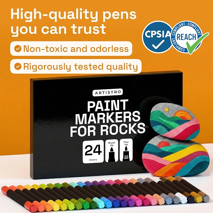 ARTISTRO 24 Rock Acrylic Paint Markers - Image 7