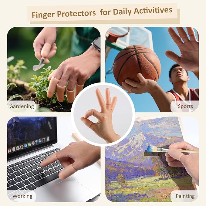 Gel Finger Cots, Silicone Finger Protectors, Fingertip Bandages Band-aids for Dry Skin, Cracked Fingertip Treatment,Thumb Protector Covers for Hand Eczema Finger Arthritis (20pcs)