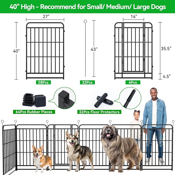 Heavy Duty Dog Playpen: 32 Steel Panels 40" Height, Square Steel Pipe - Image 4