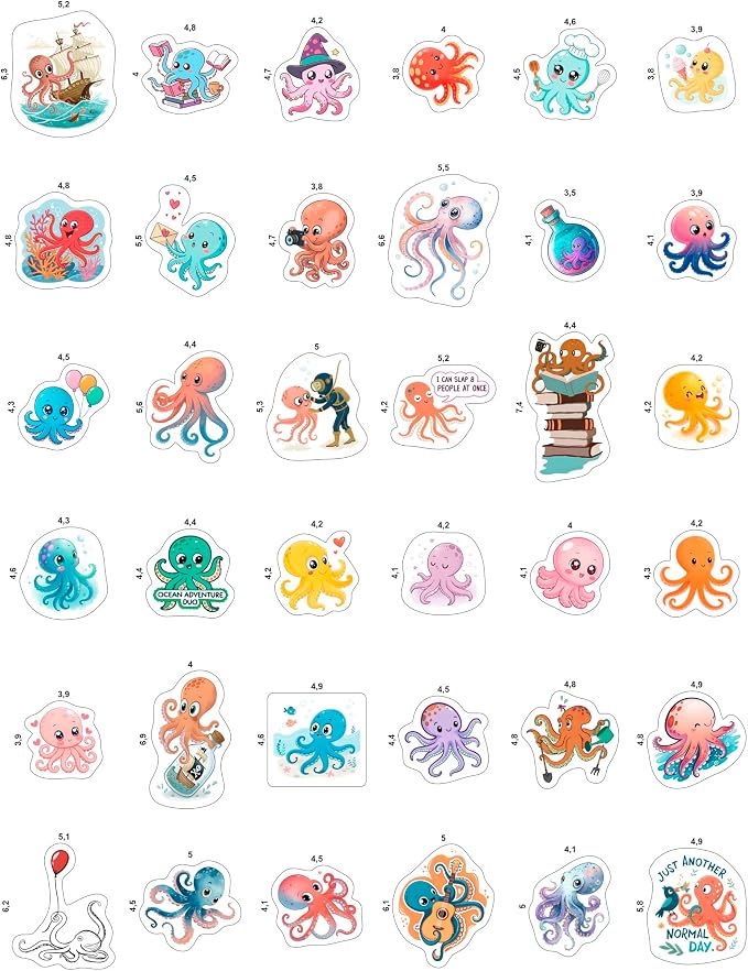 100Pcs Octopus Stickers and Decals Waterproof - Image 3