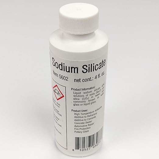 High Temperature Adhesive, 2000F Rated, Sodium Silicate, Water Glass, 40% Solution, 4oz Bottle, 5602 Clear