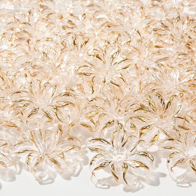 40pcs Flower Shape Beads Transparent Iris Bead Color Lily Beads by CYEENUT