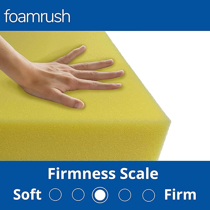 FoamRush 7" x 24" x 24" Water-Resistant Dry Fast Outdoor Upholstery Foam Sheet for Outdoor & Marine Furniture (Chair Cushion Foam for Patio Furniture, Boat Seat Cushion Replacement)
