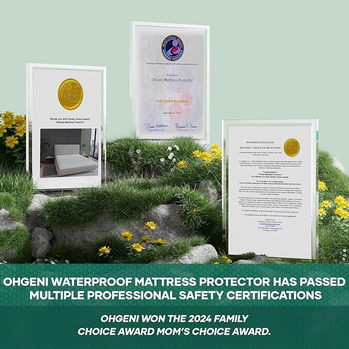 OhGeni 100% Waterproof Mattress Protector, King-Gray Size Mattress Pad - Image 8