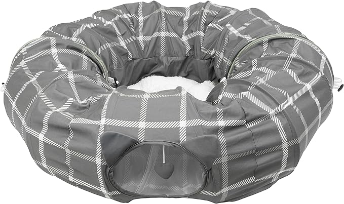 Kitty City Large Cat Tunnel Bed, 2-in-1 Zip-Together Cat Play Tunnel & Plush by KittyCity