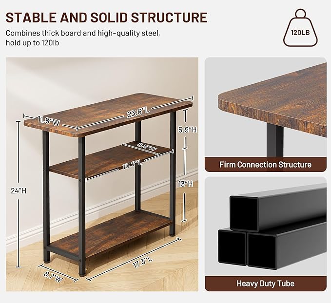 SLEEPING LAMB Side Table for Living Room, 3-Tier End Table for Small Space - Image 3