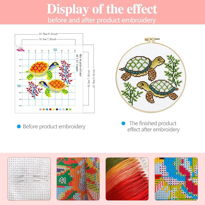 Zhenqing Two Turtles Stamped Cross Stitch Kit - Image 3