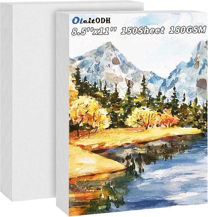 150 Sheets Watercolor Paper Bulk,White Water Color Paper for Kids Child Students Adults Artists Drawing-65LB/180GSM Art Paper-8.5 x 11 inch Painting & Craft Papers, Finger Paints, Watercolor, Tempera