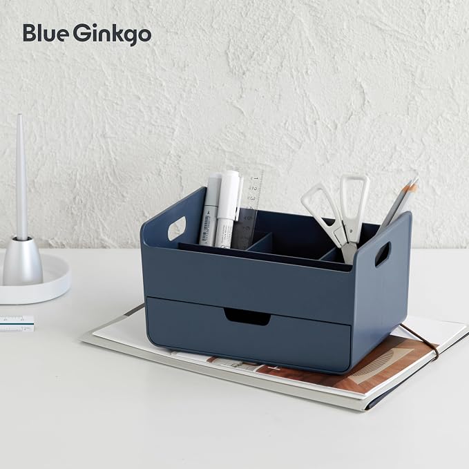 BLUE GINKGO Portable Desk Organizer – Compact 3 Compartment, Half-drawer - Image 5