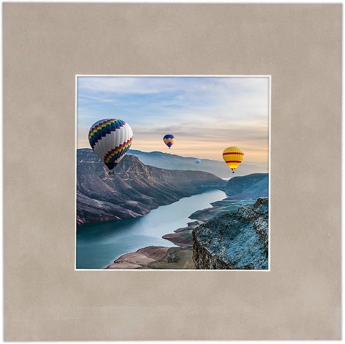 11x14 Mat Bevel Cut for 8.5x11 Photos - Acid Free Light Grey Suede Precut Matboard With Backing Board and Crystal Clear, Self Seal Mat Bag - For Pictures, Framing - 4-ply Thickness