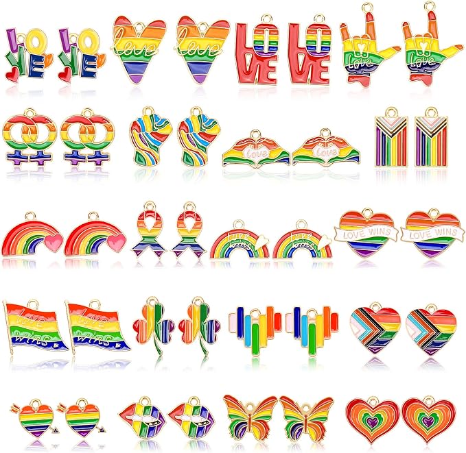 MARFOREVER 40Pcs/20 Pairs Pride Charms, Rainbow Charms by MARFOREVER