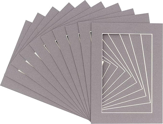 11x14 Mat for 8.5x11 Photo - Precut Charcoal Picture Matboard for Frames Measuring 11 x 14 Inches - Bevel Cut Matte to Display Art Measuring 8.5 x 11 Inches - Acid Free Pack of TEN MATS