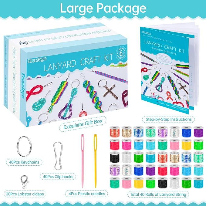 Lanyard String 40 Rolls Gimp String, Plastic Strings Lacing Cord, Boondoggle - Image 2