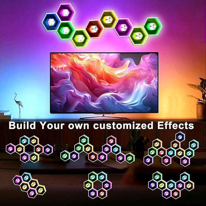 10 Pack Hexagon Lights Wall Panel | Hexagonal Led Lights Room Decor Wall - Image 4