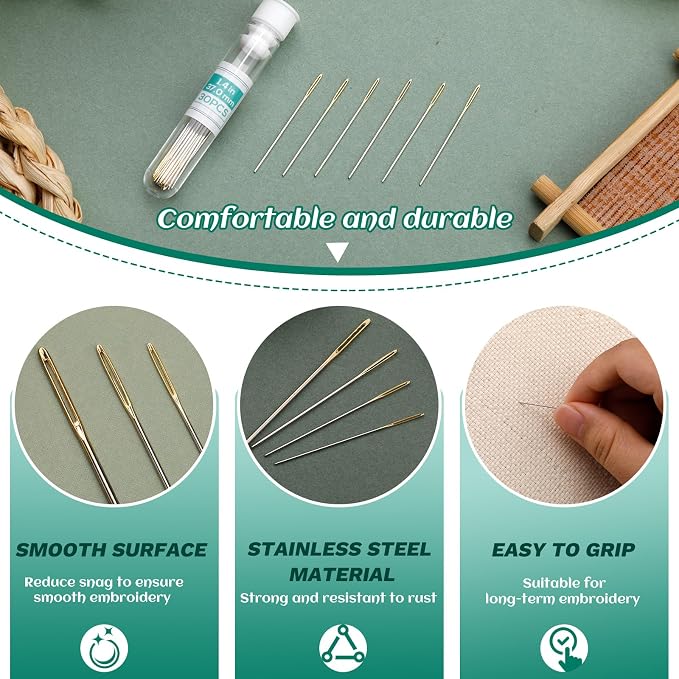 Fteven 30PCS Cross Stitch Needles, Size 24 Stainless Steel Embroidery Needles - Image 4