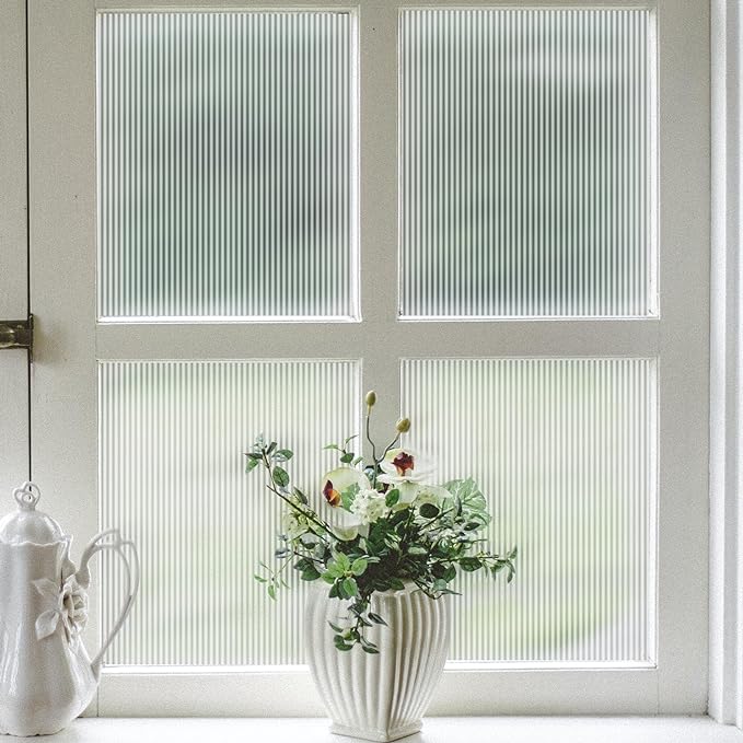 VELIMAX Reeded Glass Window Film, Window Privacy Film, Frosted Window Vinyl by VELIMAX