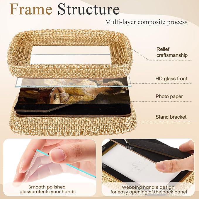 8 Pcs Gold Picture Frames Set for Gallery Wall, 5x7 & 4x6, Modern Ornate - Image 4