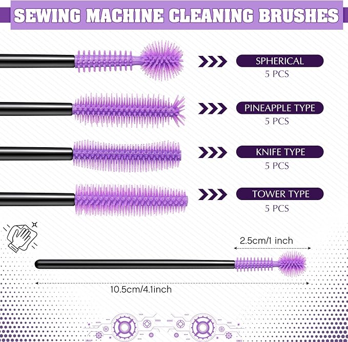 20 Pcs Nook and Cranny Sewing Machine Cleaning Brushes - Image 2