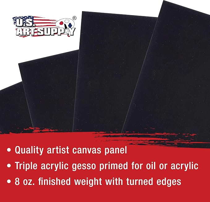 U.S. Art Supply 8 X 8 Inch Black Art Canvas Board Panels 6 Pack - Image 4