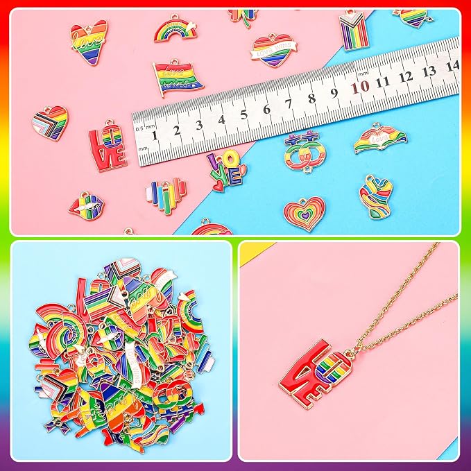 MARFOREVER 40Pcs/20 Pairs Pride Charms, Rainbow Charms - Image 2