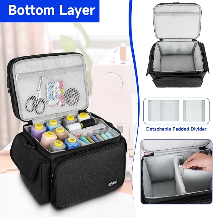 LEFOR·Z Sewing Supplies Organizer, Double-Layer Sewing Accessories Storage Bag - Image 4