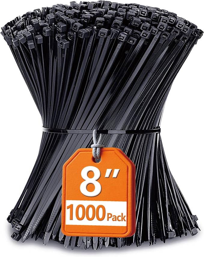 Zip Ties 8 inch with 40 lb Tensile Strength, 1000 Pack by ANOSON