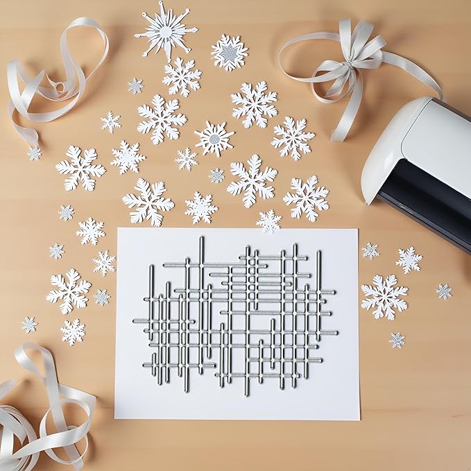 1Pc Silver Irregular Lines Metal Cutting Dies for Card Making, Paper Embossing Die-Cuts Sets, DIY Scrapbooking Photo Album Arts Crafts Templates, Stencils for Holiday Christmas Decoration，Scrapbooking