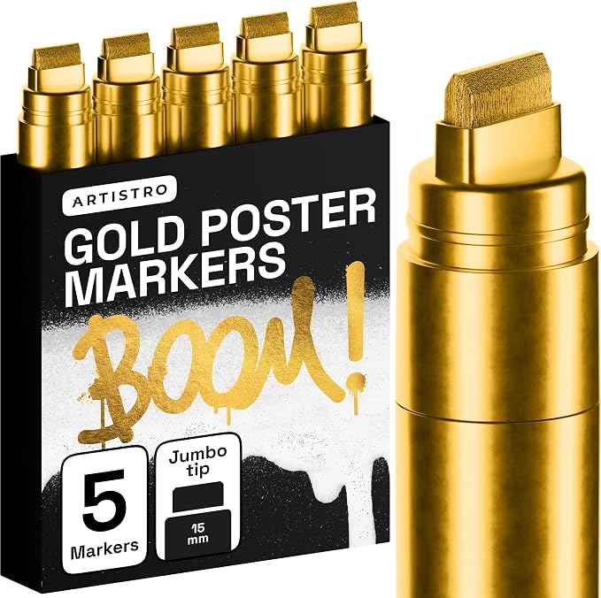 ARTISTRO 5 Gold Paint Pen for Rock, Painting by ARTISTRO